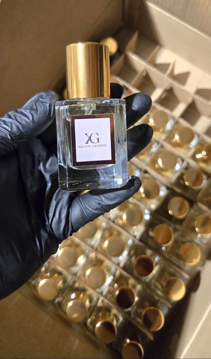 Finished perfume, bottled and labeled